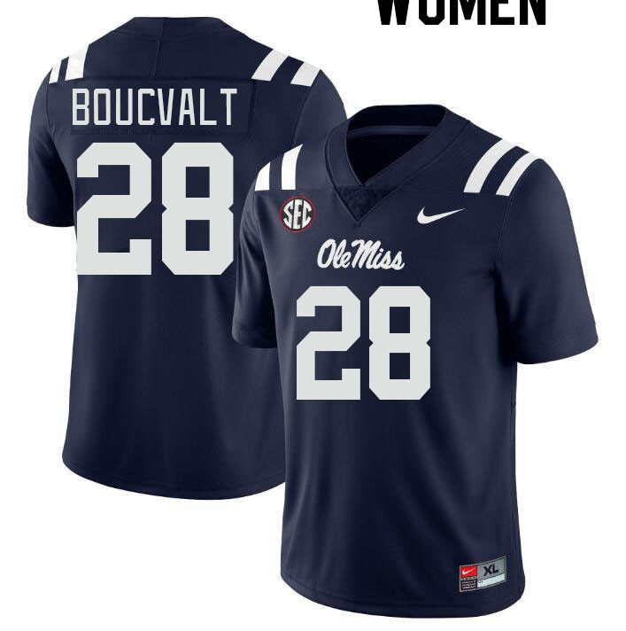 Women #28 Lex Boucvalt Ole Miss Rebels College Football Jerseyes Stitched Sale-Navy